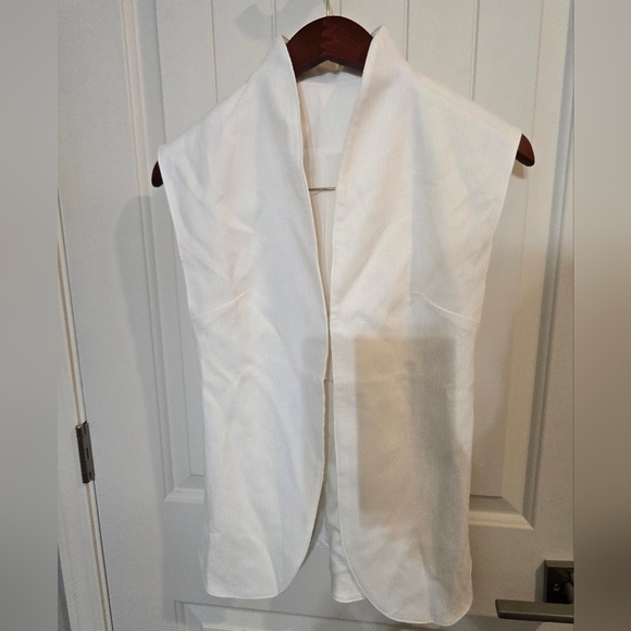 NWT Commense White Sleeveless Vest Top Blouse Tie Waist Belted Xs Old Money - Picture 6 of 10